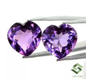 Certified Natural Amethyst Heart Shape Cut Pair 10x10 mm 5.67 CTS Loose Gemstone - Picture 1 of 8