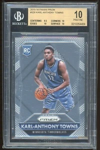 2015-16 Karl Anthony Towns Panini Prizm Rookie RC BGS 10 Pristine #328 - Picture 1 of 2