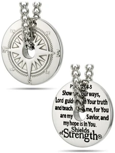 Herren Edelstahl Kompass Halskette - Psalm 25:4-5 - Bild 1 von 3