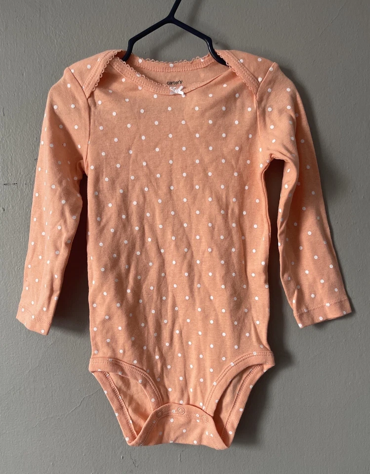 Body Carter's Bebé Niñas 100% Algodón Lunares Manga Larga Naranja Claro 24 M Foto 1 de 4