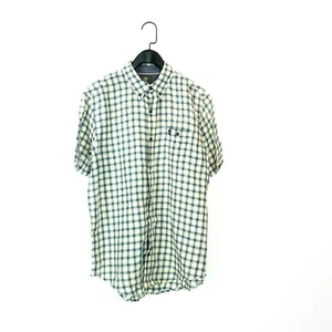 Timberland Yellow Blue Check Regular Fit Pure Linen Button Down Shirt - Size L - Picture 1 of 13