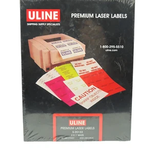 Uline 2" x 1"  White Premium Laser Labels 4 Boxes Total 16000 Labels S-20133 - Picture 1 of 3
