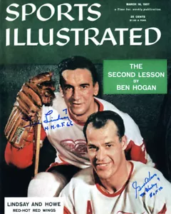 TED LINDSAY & GORDIE HOWE DOPPELT SIGNIERT 8x10 SI TITELFOTO RED WINGS BECKETT BAS - Bild 1 von 2