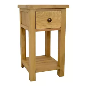 GROFurniture Hand Oiled 1 Drawer Oak Bedside Table, Solid Wood Ready Assembled - Picture 1 of 17