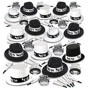 Beistle New Year’s Eve Party Pack for 100 People, Black, White & Silver 19 - Picture 1 of 7