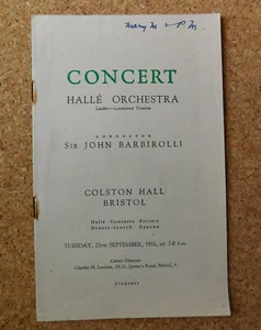 Halle Orchestra vintage concert programme 1951 Colston Hall Bristol 1950s - Picture 1 of 2