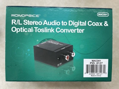Convertidor óptico y coaxial digital de audio estéreo R/L Toslink Monoprice MACD01 Foto 1 de 3