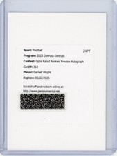 Darnell Wright 2023 Panini Donruss Optic Rated Rookie Preview AUTO Bears