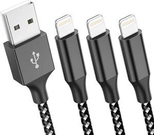 MFi Certified iPhone Charger Lightning Cable 3 Pack 10ft Nylon Braided Cable iPh - Picture 1 of 1