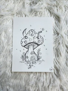 Maria Scalf Cottagecore Mushroom Forest Fairycore Illustration Signed Art 9x12 - Picture 1 of 8