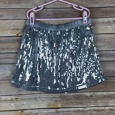 Cherokee Skirt Girls L Sequin Sparkle A-Line Mini Pull On Elastic Waist Silver