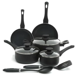 Oster Ashford 10 Piece Aluminum Nonstick Cookware Set in Black - Picture 1 of 1