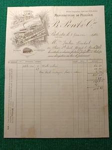 MANUFACTURE DE PEIGNES - USINE ELECTRIQUE - FACTURE 1912 - Imagen 1 de 2