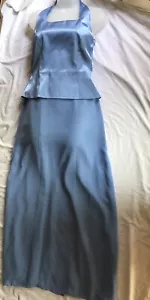 Chadwick’s Baby Blue Halter Top Gown/Prom Dress Full Length With Wrap Scarf Sz 4 - Picture 1 of 5