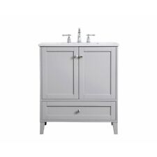 30 Inch 1 Drawer Single Single Bathroom Vanity Sink Set-Grey Finish - Furniture