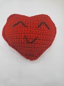 Handmade Crochet Heart Pillow Valentine's Day Cuddler. Red Ready to Ship - Picture 1 of 2