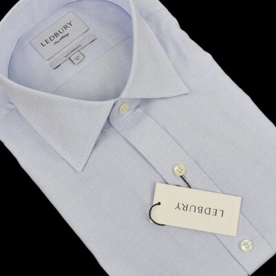 LEDBURY Light Blue FREEMAN OXFORD Cotton Tailored Fit Dress Shirt 17.5 NWT - Image 1 of 2
