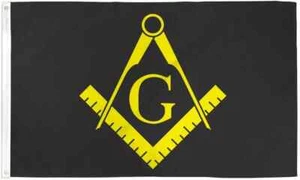 Masonic Flag (Black) 3x5ft Poly Flag Freemasonry Square & Compass Flag - Picture 1 of 3