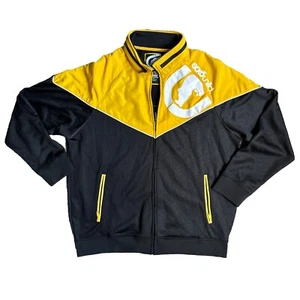 VTG Ecko Unltd Jacket Men XXL Black Yellow Rhino Full Zip Track Casual Spellout - Picture 1 of 10