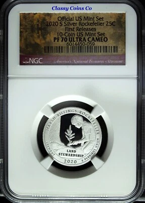 2020 S NGC Proof 70 UCAM .999 Silver Rockefeller ATB Quarter ☆☆ First Release - Image 1 of 2