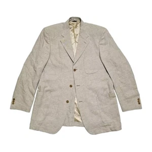 Vtg Gitman Bros Blazer Mens 41L Linen Blend Sport Coat Jacket Patch Pocket Italy - Picture 1 of 15