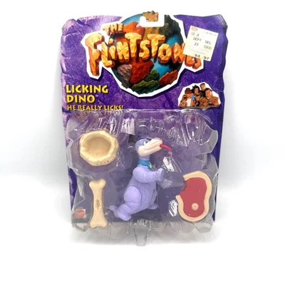 Boneco de ação Flintstones filme lambendo dinossauro dinossauro 1993 Mattel novo lacrado - Imagem 1 de 2