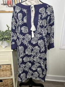 Esprit Navy Blue & White Pineapple Swim Coverup - Picture 1 of 8