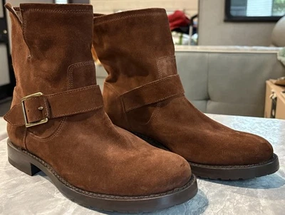 Botas Frye Natalie Cortas Ingeniero Motociclista Hebilla Marrón Gamuza Para Mujer Talla 6.5 B Foto 1 de 4