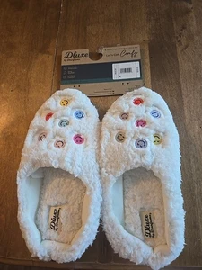 dluxe by dearfoams Women s Smiley Slide Slippers 411 - Picture 1 of 3
