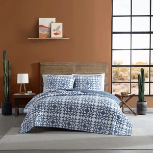 Wrangler Phoenix Patchwork Cotton Blue 3 Piece Quilt Set-Full/Queen - Picture 1 of 12