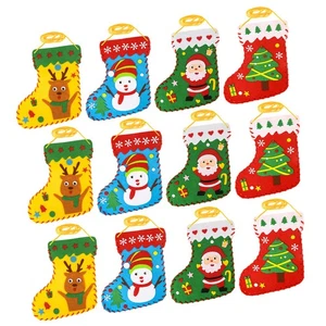 12pcs DIY Weihnachtsstrümpfe Kit Weihnachten Filz DIY Strümpfe Kinder - Bild 1 von 12