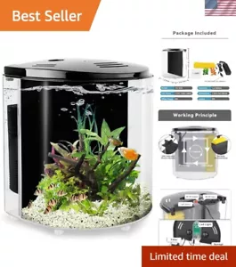 Compact 1.2 Gallon Acrylic Fish Tank Starter Kit with LED Light and Filter - Picture 1 of 8