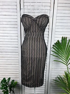Elle Zeitoune Black/Beige Lace Dress, Evening, Sexy, Cocktail, Party, Size 8 - Picture 1 of 7