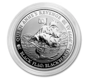 1 dólar Black Flag barco pirata - Queen Anne's Revenge Tuvalu 1 oz plata 2019 - Imagen 1 de 2
