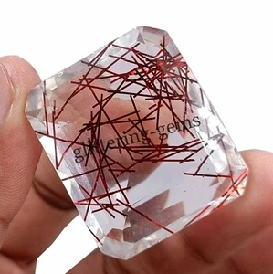 143.80 CT Top Quality Red Rutilated Quartz Certified Emerald Cut Gemstone 24N - Picture 1 of 8