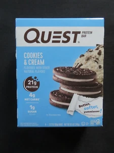 (4) Quest Protein Bars Cookies & Cream 2.12 Oz Each 21 g Protein ! - Picture 1 of 1