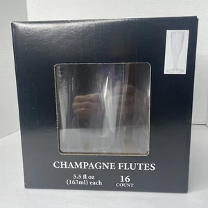 16 count Plastic Disposable Champagne Flutes, 5.5 Oz, New In Box, Party, Bar - Picture 1 of 7