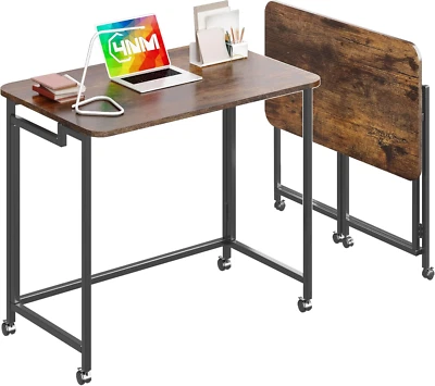 27.5" Mobile Small Rolling Computer Desk, Folding Laptop Cart Table with Wheels, - Image 1 of 4