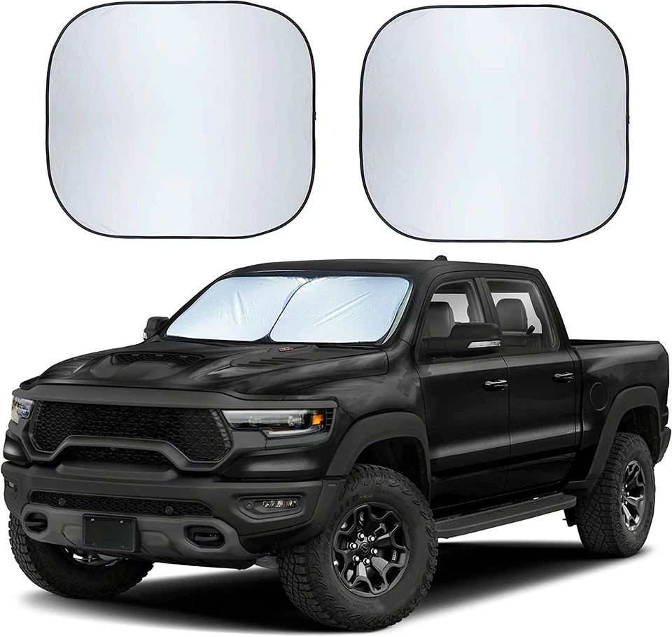 2 peças para RAM 1500 2500 3500 para-brisa de carro sombra solar bloco UV tampa de viseira de janela - Imagem 1 de 4