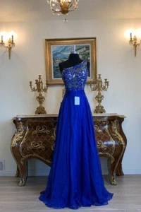 Women's Formal One Shoulder Embroidery Beaded Long Evening Gown prom dress - Picture 1 of 7