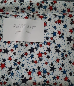 Cotton Fabric Red & Blue Star on White. Pre-cut at 2yds 19" in. - Picture 1 of 1