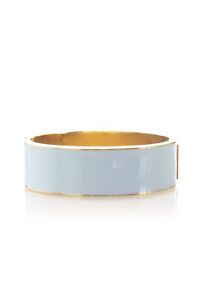 J. CREW Light Blue Enamel Bangle Bracelet Gold Plated Hinge Cuff Fashion Jewelry