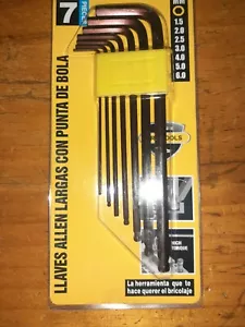 Long Ball CRV-MO Hardened Allen Hex Key Wrench 7pc set: 1.5 2 2.5 3 4 5 6mm - Picture 1 of 1
