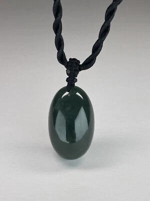 Colgante Cabujón Ovalado Jade Jade Jade Verde Oscuro Tipo A 100% Natural J00166C Foto 1 de 4