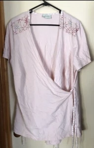 Autograph Pale Pink Wrap Top Size Small 100% Cotton - Picture 1 of 3