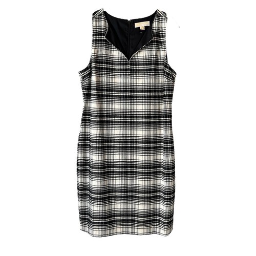 Abito tubino donna Michael Kors taglia 4 a quadri nero bianco senza maniche