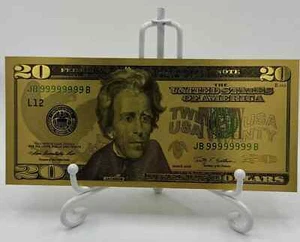 $20 Twenty Dollar Jackson Bill Novelty Gold Banknote - Novelty Collectable Only! - Picture 1 of 2