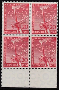 1952 BERLIN (WESTERN SECTORS) OLYMPIC GAMES 20pf MNH BLOCK OF 4- SG B90 Cat £96+ - Picture 1 of 2