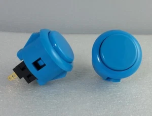 2 x pcs Japan Sanwa Blue Start Push-Buttons OBSF-24-B Video Arcade Parts - Picture 1 of 6