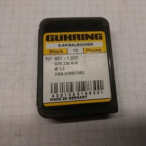 GUHRING 1.2 mm DRILLS 651 series din338 R-M box of 10 - Picture 1 of 3